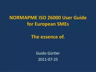 NORMAPME ISO 26000 User Guide for European SMEs The essence of.