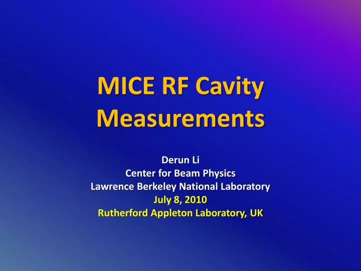 mice rf cavity measurements