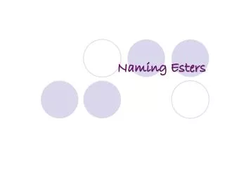 Naming Esters
