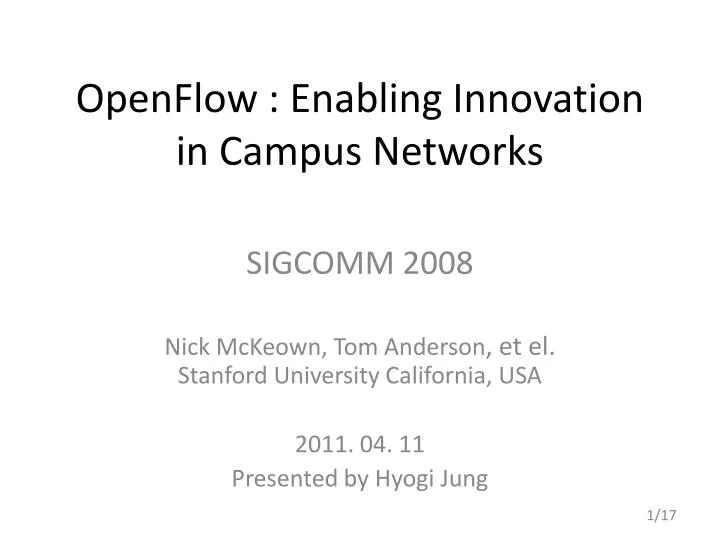 openflow enabling innovation in campus networks