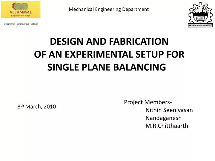 design and fabrication of an experimental setup for single plane balancing