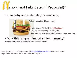 ano - Fast Fabrication (Proposal)*