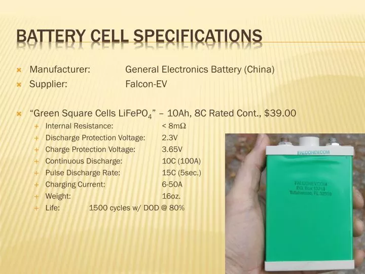 battery cell specifications