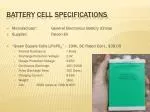 Battery Cell Specifications - slide 1
