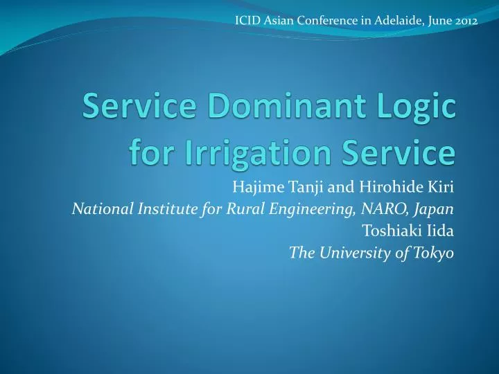 service dominant logic for irrigation service