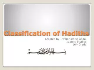 Classification of Hadiths