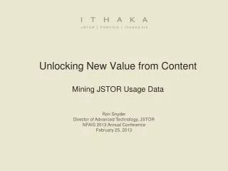 Unlocking New Value from Content Mining JSTOR Usage Data