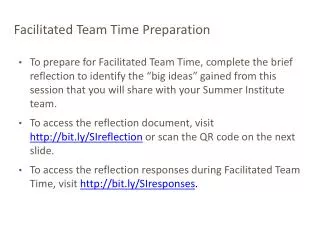 Facilitated Team Time Preparation