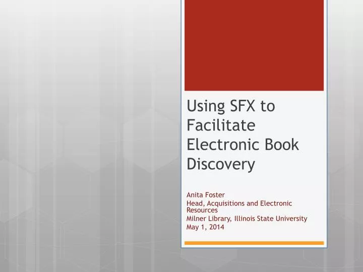 using sfx to facilitate electronic book discovery