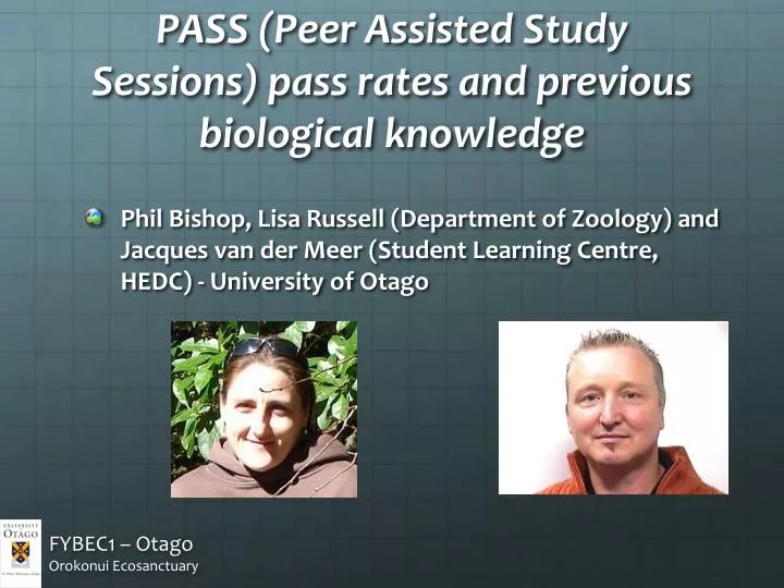 pass peer assisted study sessions pass rates and previous biological knowledge