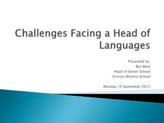 Challenges Facing a Head of Languages