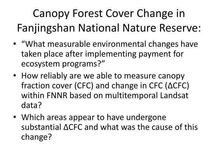 canopy forest cover change in fanjingshan national nature reserve