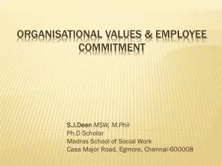 ORGANISATIONAL VALUES &amp; EMPLOYEE COMMITMENT