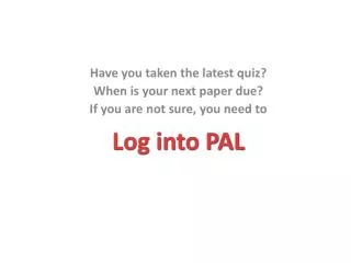 Log into PAL