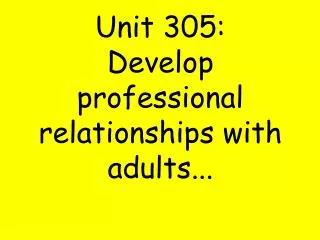 Unit 305: Develop professional relationships with adults...