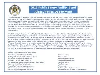 2013 Public Safety Facility Bond Albany Police Department