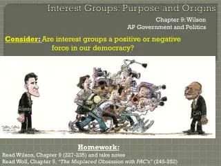 Interest Groups: Purpose and Origins