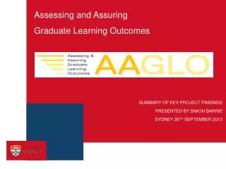 Assessing and Assuring Graduate L earning Outcomes