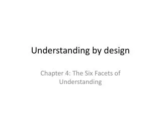 Understanding by design