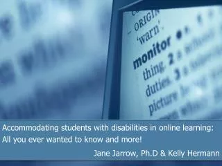 Accommodating students with disabilities in online learning: