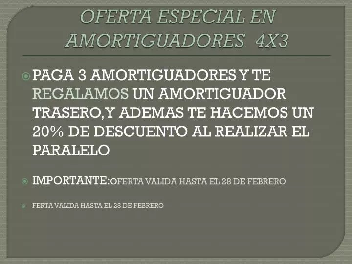 oferta especial en amortiguadores 4x3