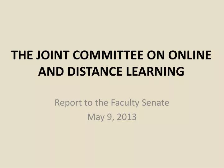 the joint committee on online and distance learning