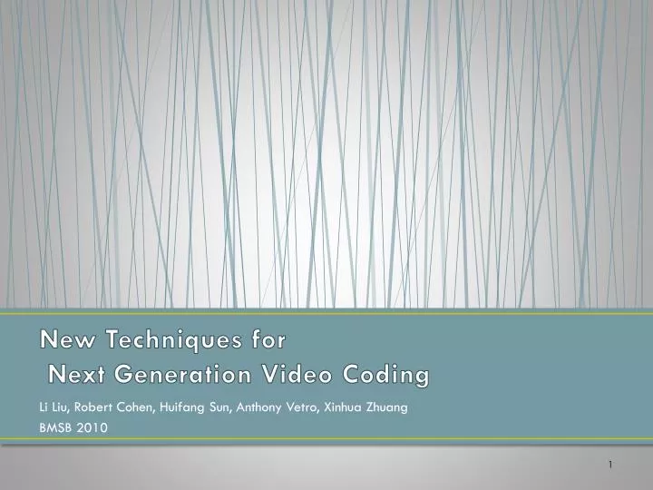 new techniques for next generation video coding