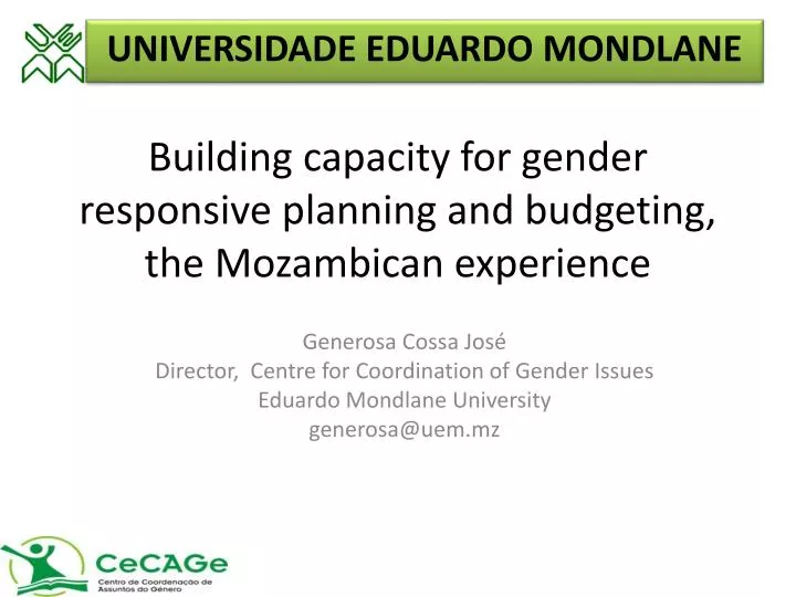 building capacity for gender responsive planning and budgeting the mozambican experience