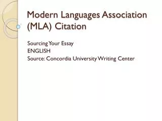 Modern Languages Association (MLA) Citation