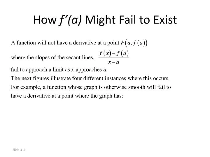how f a might fail to exist