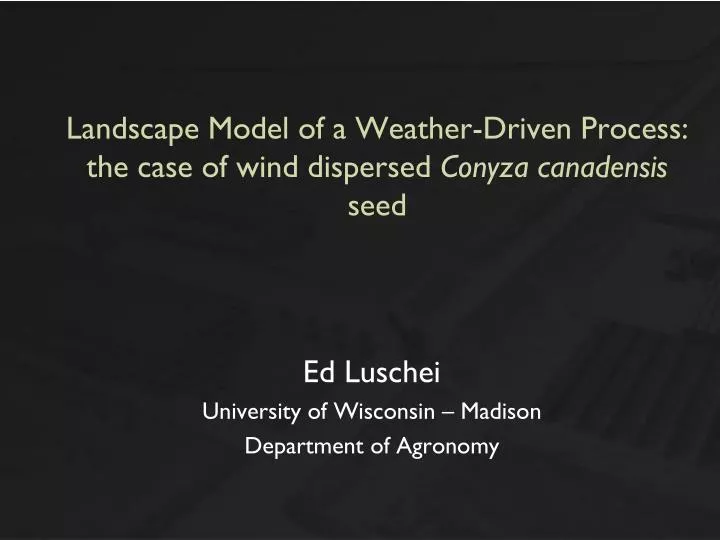 landscape model of a weather driven process the case of wind dispersed conyza canadensis seed