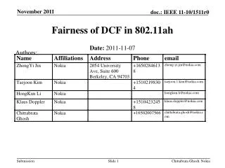 Fairness of DCF in 802.11ah