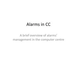 Alarms in CC