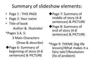 Summary of slideshow elements: