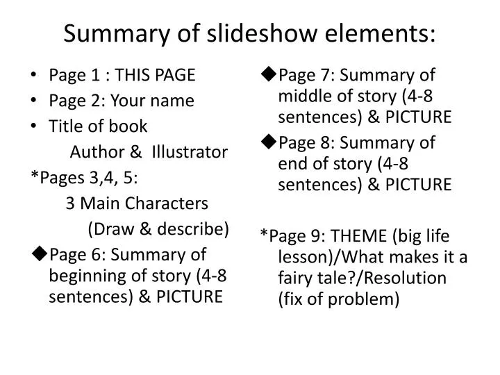 summary of slideshow elements