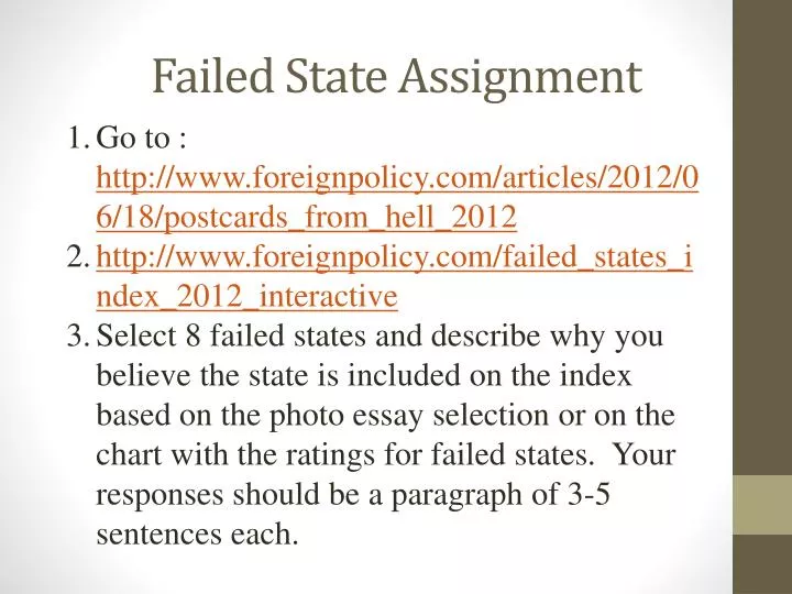 failed state assignment