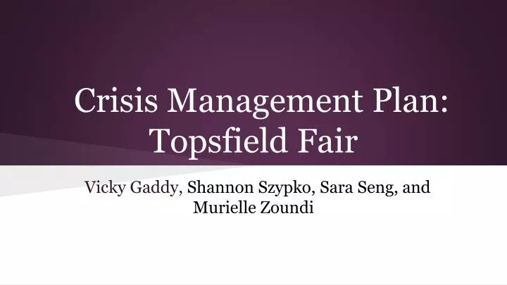 crisis management plan topsfield fair