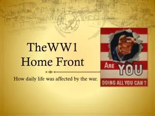 TheWW1 Home Front