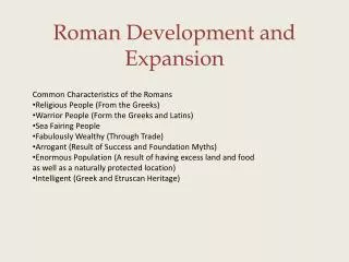 Roman Development and Expansion