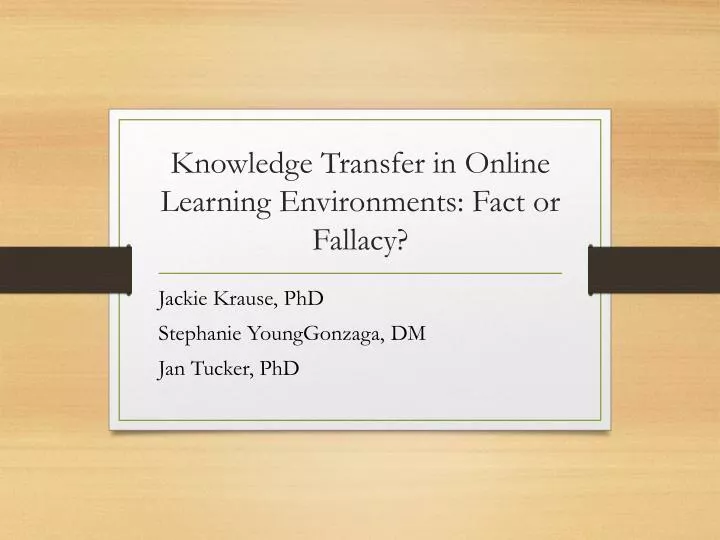 knowledge transfer in online learning environments fact or fallacy