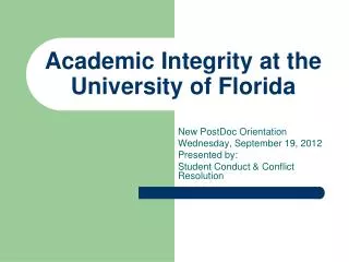 Academic Integrity at the University of Florida