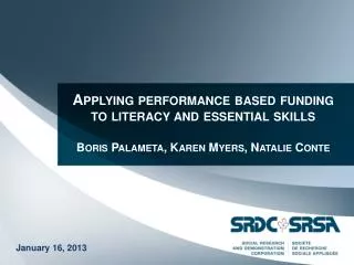 Applying performance based funding to literacy and essential skills