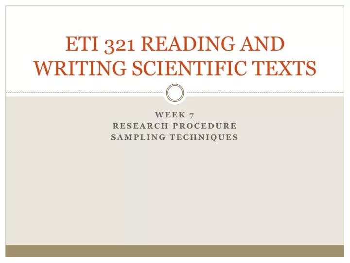 eti 321 reading and writing scientific texts