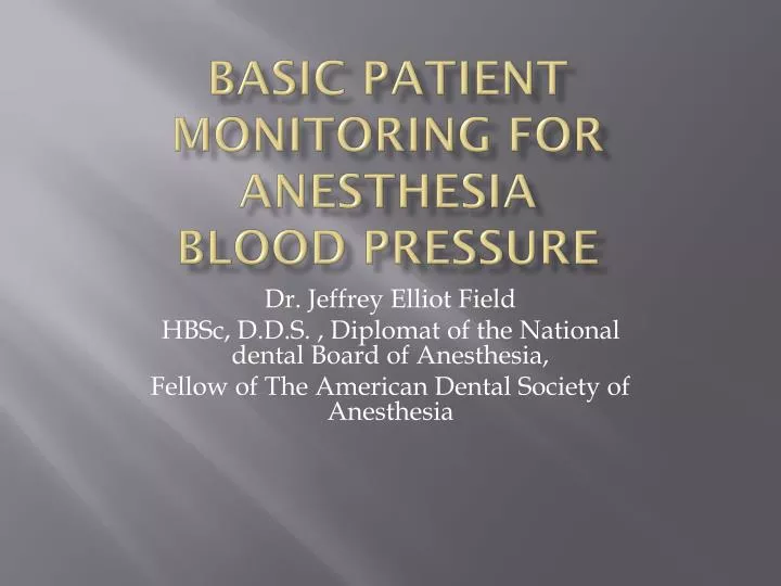 basic patient monitoring for anesthesia blood pressure