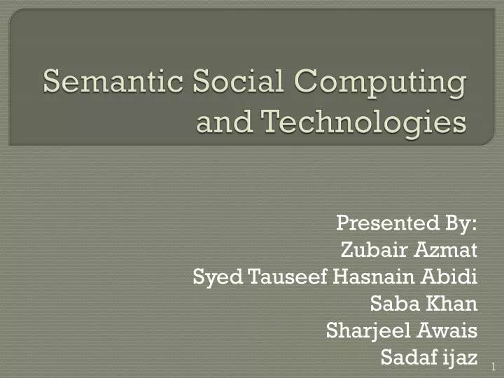 semantic social computing and technologies