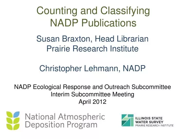 counting and classifying nadp publications