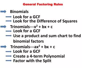 General Factoring Rules