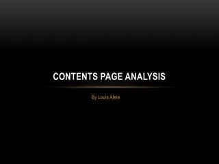 Contents Page Analysis
