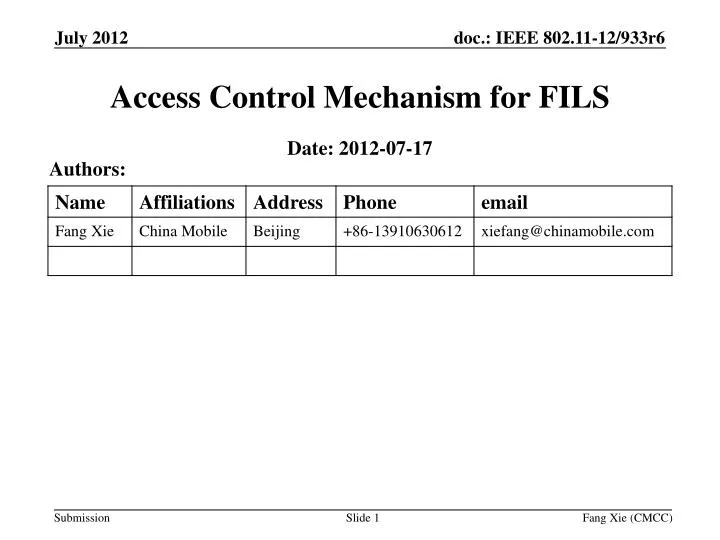 access control mechanism for fils