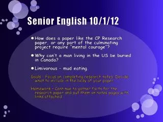 Senior English 10/1/12